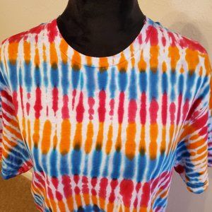 Tie Dye Boho style short sleeve T-shirt 100% cotton Size L.